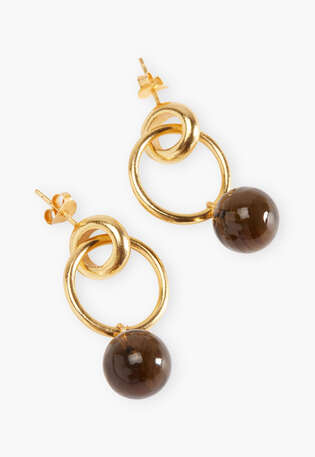 Sphere glass-drop earrings, Smoke, webstill