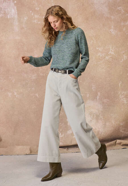 Moss-stitch sweater, Indigo green, completeTheLook