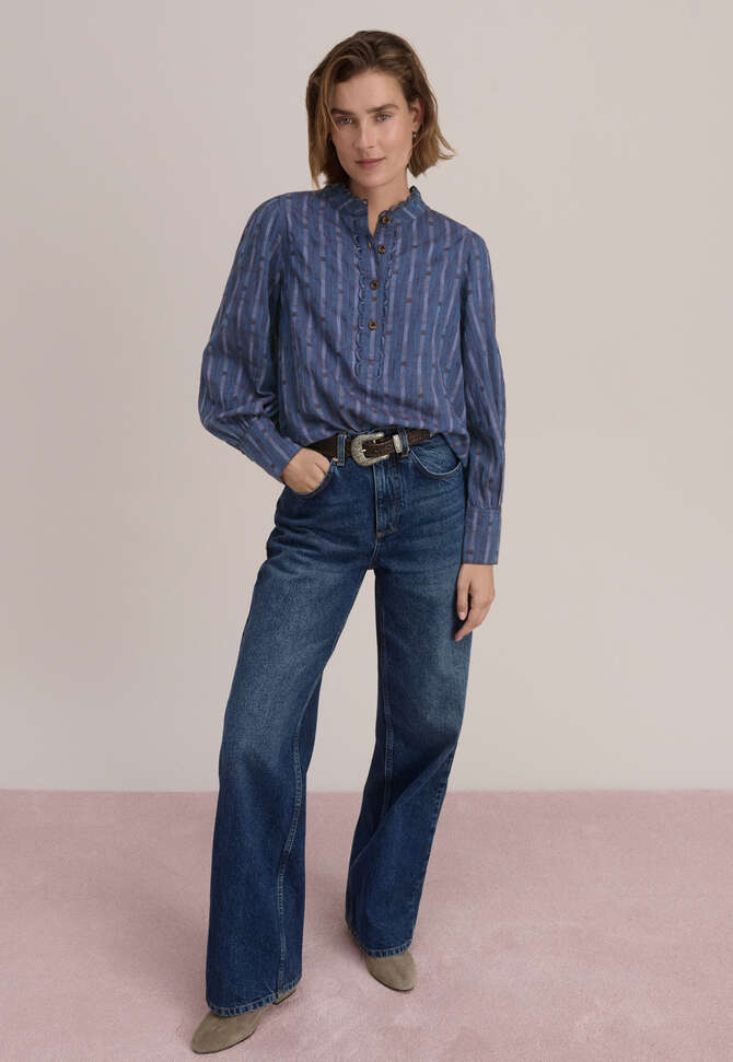 Half-placket blouse, Cornflower plum, completeTheLook
