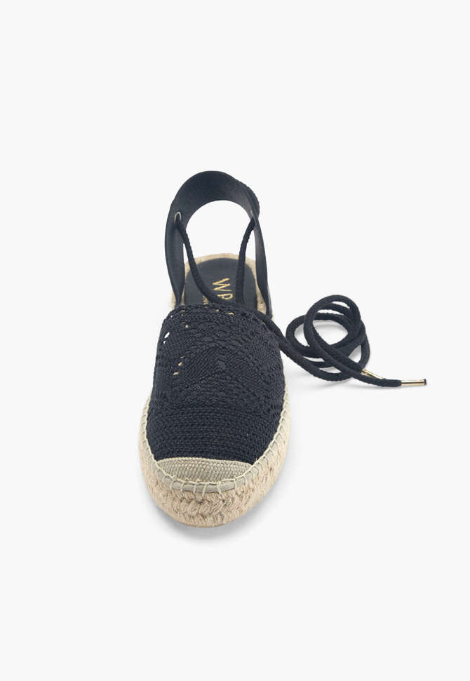 Lace-front espadrilles, Black, completeTheLook