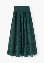 Broderie anglaise skirt, Deep bottle green, webstill
