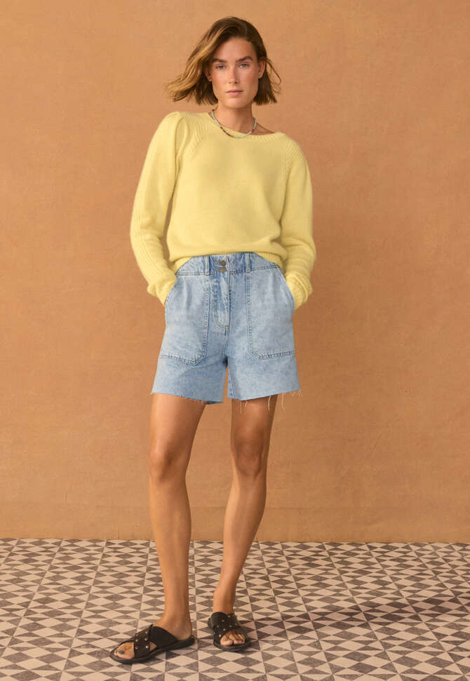 Raw hem denim shorts, Pale vintage, completeTheLook