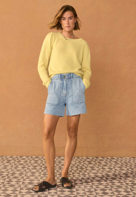 Puff-sleeve sweater, Pastel yellow, completeTheLook