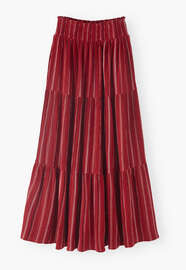 Striped maxi skirt, Red crimson, webstill
