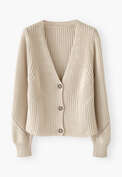Rib-stitch cardigan, Ecru, webstill