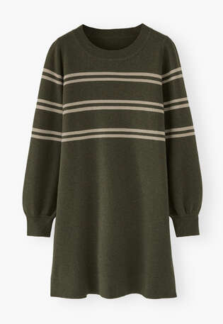 Striped dress, Olive ecru, webstill