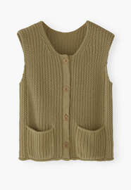 Sleeveless cardigan, Khaki olive, webstill