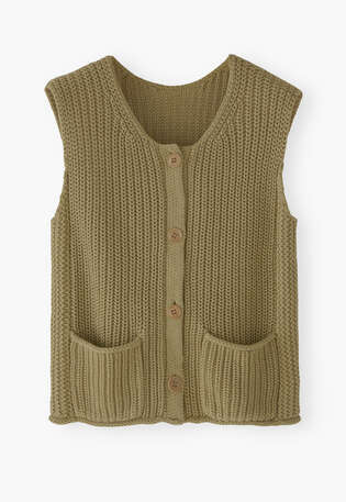 Sleeveless cardigan, Khaki olive, webstill