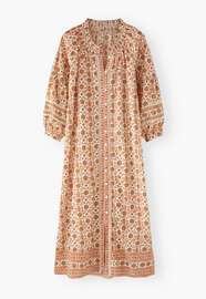Placement-border printed dress, Cinnamon pearl, webstill