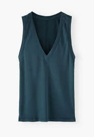 V-neck jersey vest, Dark petrol, webstill