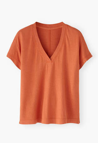 V-neck T-shirt, Tangerine, webstill