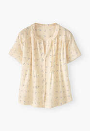 Printed pintuck blouse, Buttermilk, webstill