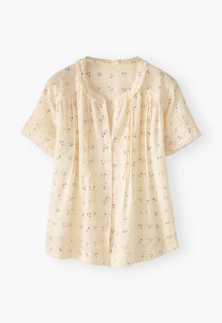 Printed pintuck blouse, Buttermilk, webstill