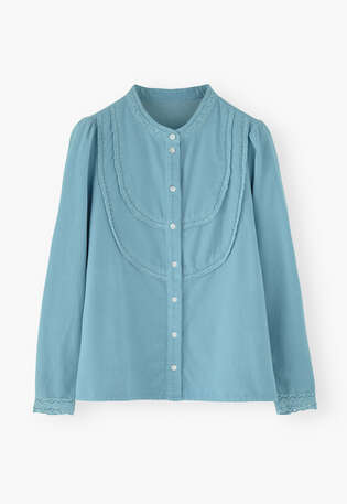 Lace cord blouse, Sky blue, webstill
