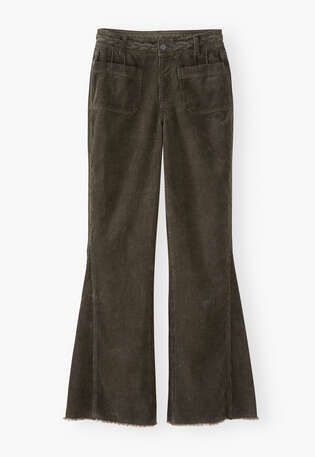 Plait detail cord trouser, Khaki charcoal, webstill