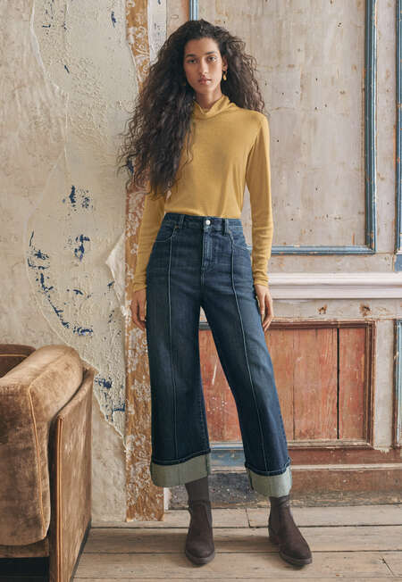 Straight turned-up-hem jeans, Dark wash, completeTheLook