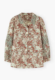 Printed cutwork blouse, Ecru rust, webstill