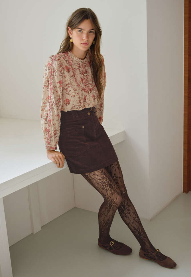 Embroidered printed blouse, Blush rose, completeTheLook