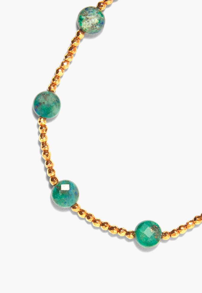 Mixed-bead bracelet, Gold malachite, completeTheLook