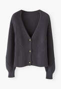 Rib-stitch cardigan, Washed ink, webstill