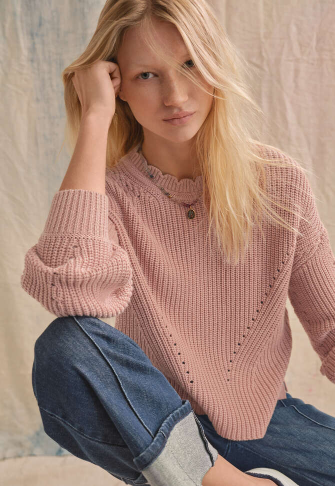Rib-stitch sweater, Soft clay, completeTheLook