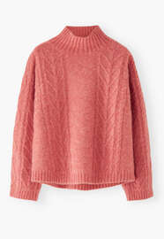 Cable-knit sweater, Candy pink, webstill