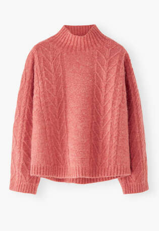 Cable-knit sweater, Candy pink, webstill