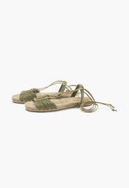 Lace-up raffia sandals, Sage, webstill