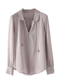 Tie-neck shirt, Mink grey, webstill