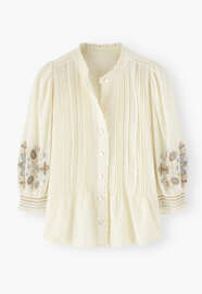 Pintuck blouse, Ivory, webstill