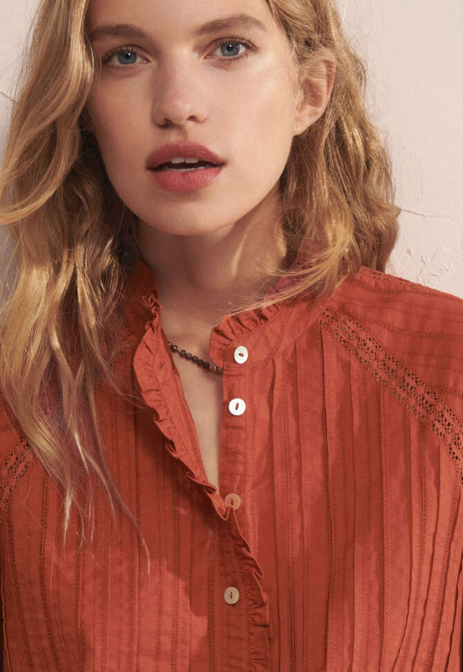 Tuck-detail blouse, Red orange, completeTheLook
