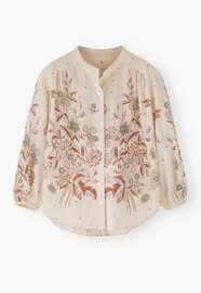 Printed boyfriend blouse, Ecru rust, webstill