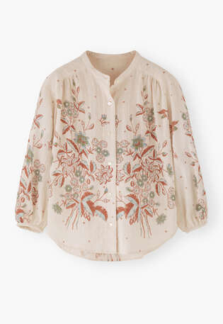 Printed boyfriend blouse, Ecru rust, webstill
