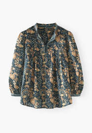Printed tuck-detail blouse, Midnight orange, webstill