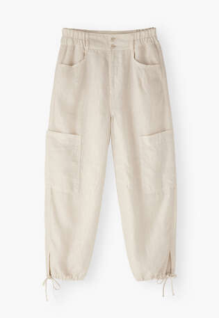 Tie-leg trousers, Ivory, webstill