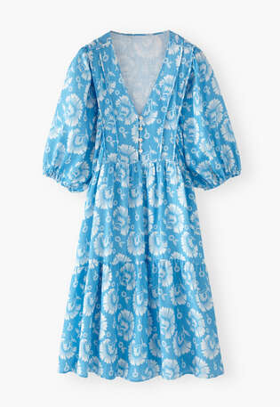 Printed dress, Bright cerulean, webstill