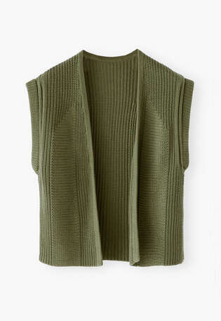 Knitted gilet, Moss green, webstill