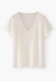 V-neck jersey T-shirt, Ivory, webstill