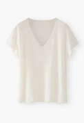 V-neck jersey T-shirt, Ivory, webstill