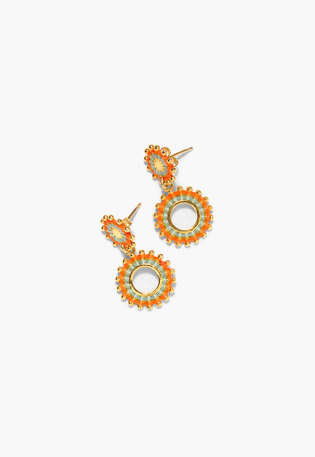 Pendant sunburst earrings, Orange sky, webstill