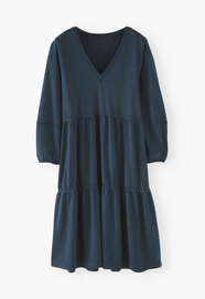 Tiered jersey dress, Petrol, webstill