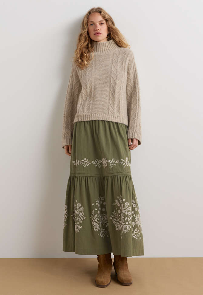 Embroidered skirt, Olive, completeTheLook