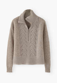 Zip-neck sweater, Mink, webstill