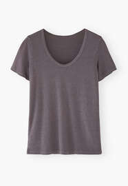 Scoop-neck T-shirt, Dark grey mauve, webstill