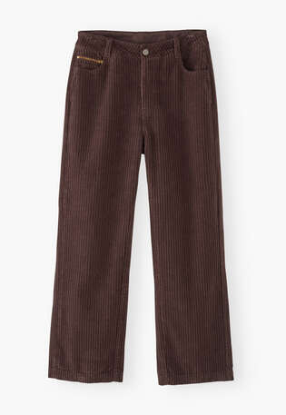 Cropped cord trousers, Chocolate, webstill