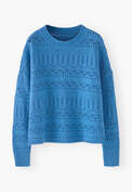 Pointelle sweater, Marine blue, webstill