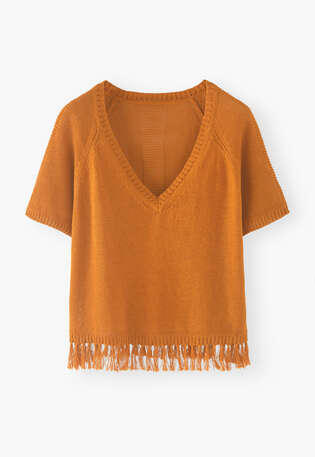 V-neck sweater, Bright apricot, webstill