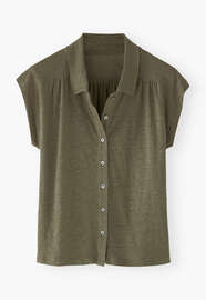 Sleeveless collared top, Moss, webstill