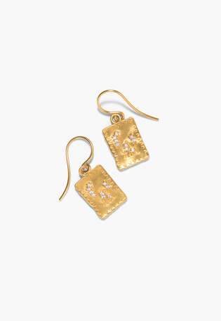 Square earrings, Gold, webstill