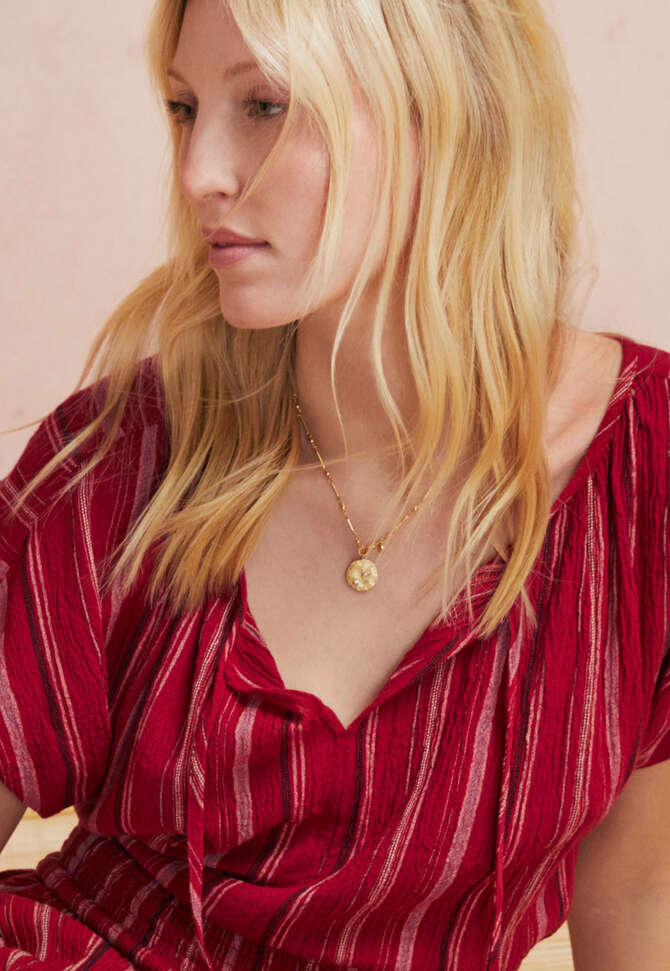 Striped blouse, Red crimson, completeTheLook